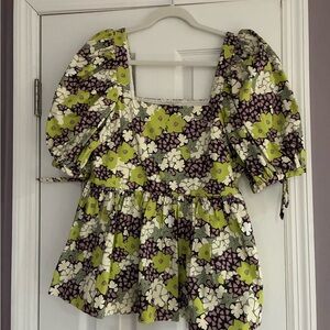 Ted Baker Green and Purple Floral Blouse